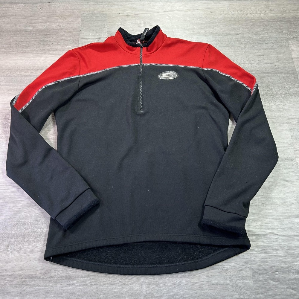 Giordana Cycling Jersey Mens Medium Black Red 1/4 Zip Thermal Long Sleeve Italy